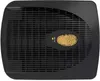 A close-up, top-down view of a black electronic device with a grill pattern and a central oval element with a golden honeycomb-like texture. Podgląd zdjęcia produktu