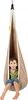 A young boy sits in a hanging pod chair. Produktbild-Vorschau