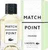 A bottle of Lacoste Match Point Cologne and its packaging are displayed side-by-side against a white and light green background. Anteprima dell’immagine prodotto