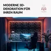 A modern gaming or home office setup with 3D wall panels and ambient lighting. Produktbild-Vorschau