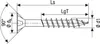 A technical drawing of a screw with dimensions indicated. Anteprima dell’immagine prodotto