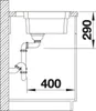 A technical drawing of a sink and its plumbing with dimensions indicated. Náhled obrázku produktu