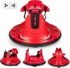 A collage of images showing a red ride-on bumper car for children from different angles, along with its remote control. Náhľad obrázku produktu