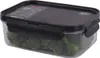 A clear, well-lit studio shot of a rectangular food storage container filled with broccoli. Produktbild-Vorschau