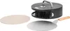 A pizza oven accessory set, including a pizza stone, a pizza peel, and the oven dome itself, arranged on a white background. Náhľad obrázku produktu
