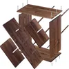 An exploded view of a wooden wine rack, showing its components and assembly screws. Voir les images du produit