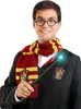 A person dressed as Harry Potter, wearing a Gryffindor scarf and robe, holding a wand that is emitting light. Produktbild-Vorschau