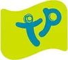 A stylized graphic representing the letters 'TP' with a figure inside the 'T' and a circle inside the 'P', set against a wavy, bright yellow background. Voir les images du produit