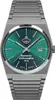 A close-up studio shot of a Ruhla men's automatic watch with a green dial and a silver metal bracelet. Produktbild-Vorschau