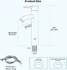 Diagram showing the dimensions and specifications of a bathroom faucet. Produktbild-Vorschau