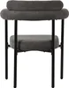 A back view of a dark gray upholstered chair with black metal legs, presented on a white background. Podgląd zdjęcia produktu