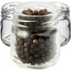 Three small glass jars, one filled with peppercorns, are arranged on a white background. Podgląd zdjęcia produktu