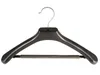 A black hanger with a metal hook and a padded bar for pants. Produktbild-Vorschau