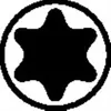 A black star-shaped tool bit inside a circle on a white background. Produktbild-Vorschau