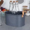 Stilvolle Flaschenaufbewahrung aus Metall mit Ledergriff, Produktbild-Vorschau 2