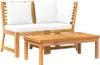 vidaXL 3-tlg. Garten-Lounge-Set mit Creme Kissen Akazie Produktbild-Vorschau 3