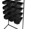 A black metal display stand with multiple shelves for hats. Náhled obrázku produktu