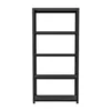 A black metal shelving unit with five shelves against a white background. Náhled obrázku produktu