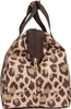 A close-up view of a leopard-print duffel bag. Náhled obrázku produktu