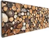 Wallario Premium Leinwandbild Dunkler Holzstapel rund in Produktbild-Vorschau 1