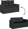vidaXL Canapé de jardin avec coussins 2 places noir poly Voir les images du produit 7