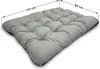 A gray tufted dog mat with dimensions indicated. Voir les images du produit