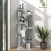 A tall, narrow bookshelf with a concrete-like finish is shown in a room with natural light coming from a window. Produktbild-Vorschau
