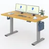 A standing desk with dual monitors, keyboard, mouse, headphones, and a plant. Náhled obrázku produktu
