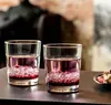 Two glasses of pink drink with ice and berries on a dark surface. Náhľad obrázku produktu