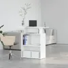 A white reception desk with shelves in a modern office setting. Podgląd zdjęcia produktu