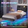 A bedroom scene with a bed featuring LED lighting. Produktbild-Vorschau