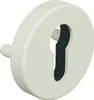 A white keyhole escutcheon plate with a dark interior. Produktbild-Vorschau