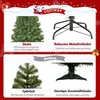 A collage of images showcasing features of a Christmas tree, including its density, stand, and sparse branches. Produktbild-Vorschau