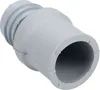 A close-up studio shot of a gray plastic drain hose end piece. Produktbild-Vorschau