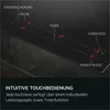 A close-up view of an induction cooktop's control panel with labels and digital displays. Produktbild-Vorschau