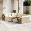 9-tlg. Garten-Sofagarnitur mit Kissen Beige Poly Rattan Produktbild-Vorschau 2
