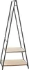 A tall, A-frame style standing mirror with two wooden shelves. Podgląd zdjęcia produktu