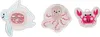 Three embroidered patches of sea creatures: a turtle, an octopus, and a crab. Voir les images du produit