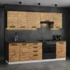 ULWEHOME | Küchenzeile 220 cm Eiche Wotan, Küchenmöbel-Set Produktbild-Vorschau 4