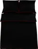 A black bedding set with red trim, laid out flat. Náhľad obrázku produktu