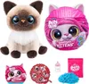 A collage of a plush toy cat, its packaging, and accessories. Podgląd zdjęcia produktu