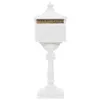 A white vintage-style mailbox on a pedestal, isolated on a white background. Produktbild-Vorschau