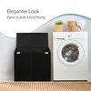 A black laundry basket is shown next to a white washing machine. Produktbild-Vorschau