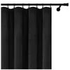 A black curtain hanging from a curtain rod. Produktbild-Vorschau