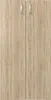 A front view of a two-door cabinet with wooden texture and silver handles. Voir les images du produit