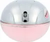 A close-up, front-facing view of a spherical pink and silver perfume bottle. Náhľad obrázku produktu