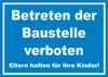 Betreten der Baustelle Schild weiß-blau A5 Rückseite Produktbild-Vorschau 1