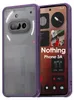 A smartphone with a purple case and a transparent back, displaying widgets and app icons on its screen. Produktbild-Vorschau