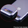 A close-up view of the back of a transparent phone case, highlighting the camera area and the precise hole design. Produktbild-Vorschau