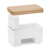 A white butter dish with a wooden lid, shown against a white background. Podgląd zdjęcia produktu